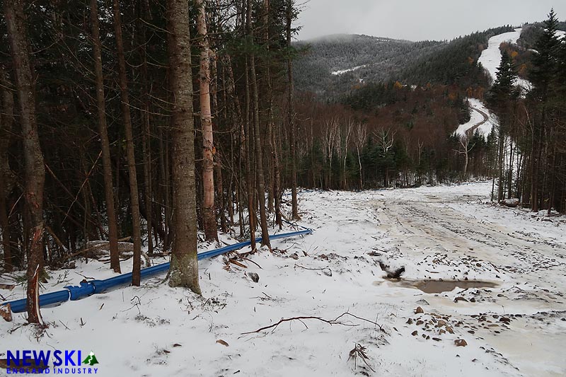 Snowmaking pipe on Green Peak novice trail 51, October 23, 2016